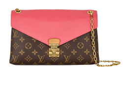 Pallas Chain Shoulder Bag, Canvas/Leather, Mono/Pink, CA0155 (2015), 2*